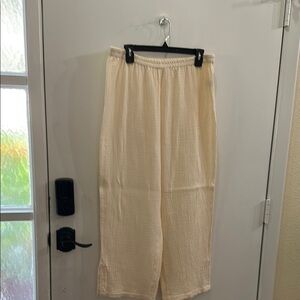 Cream Wide-Leg Pants